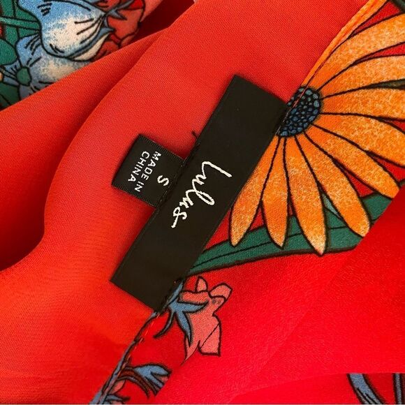 Lulu's Bloom with a View Red Floral Maxi Wrap Skirt Size Small - Picture 9 of 10